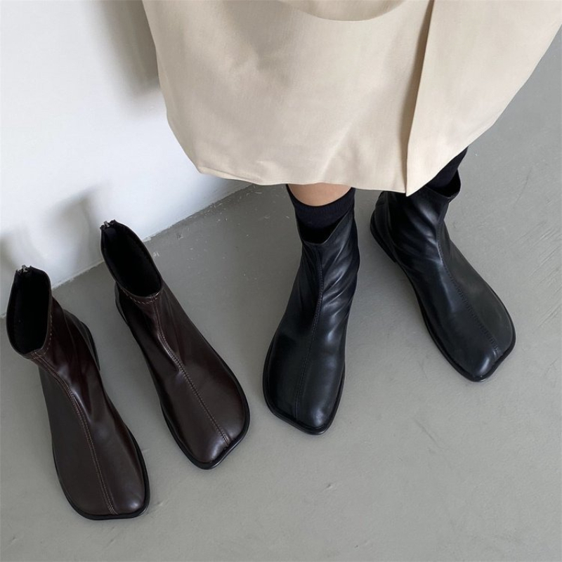 Women'S Fashion Korea - Kadın Sonbahar Hakiki Deri Kare Burunlu