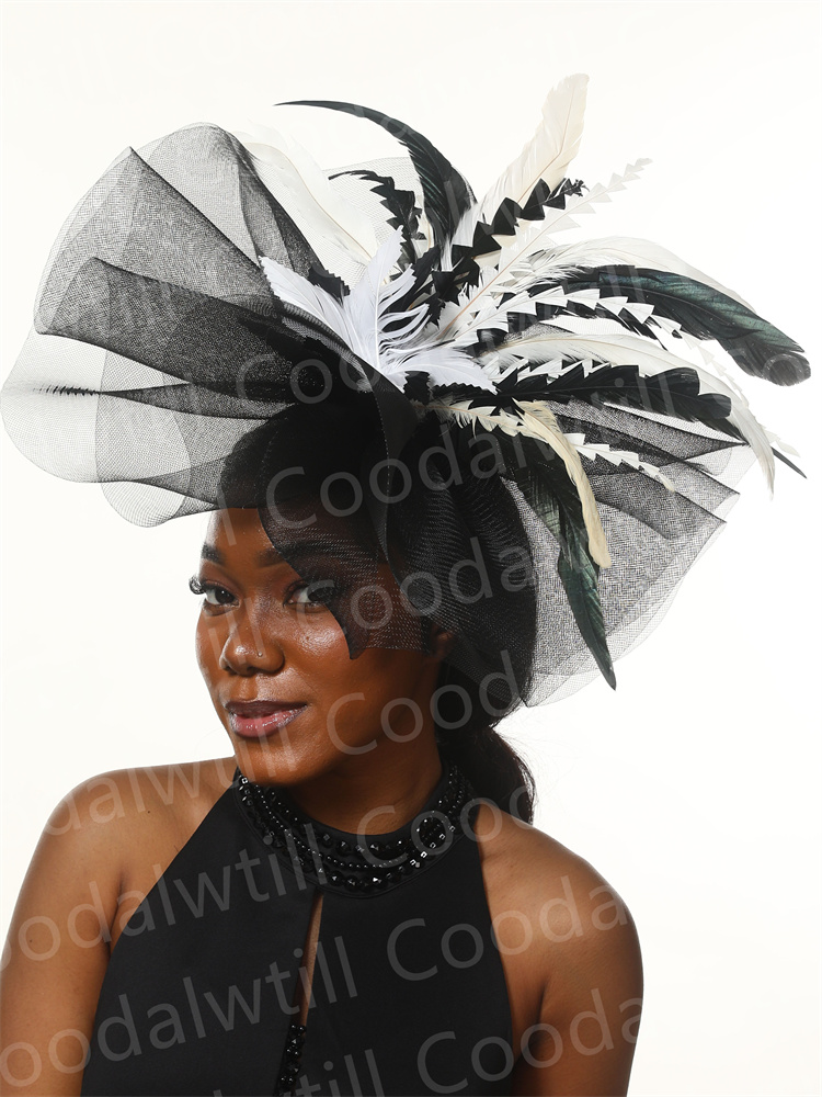 Women'S Fashion Kentucky Derby - Siyah ve beyaz Derby Fascinator şapka