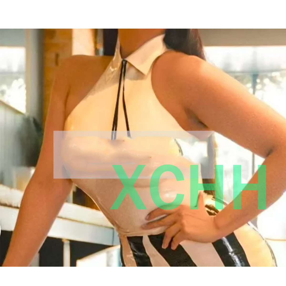 Women'S Fashion Vest Tops - Doğal Lateks Seksi Kadın Yakalı Halter