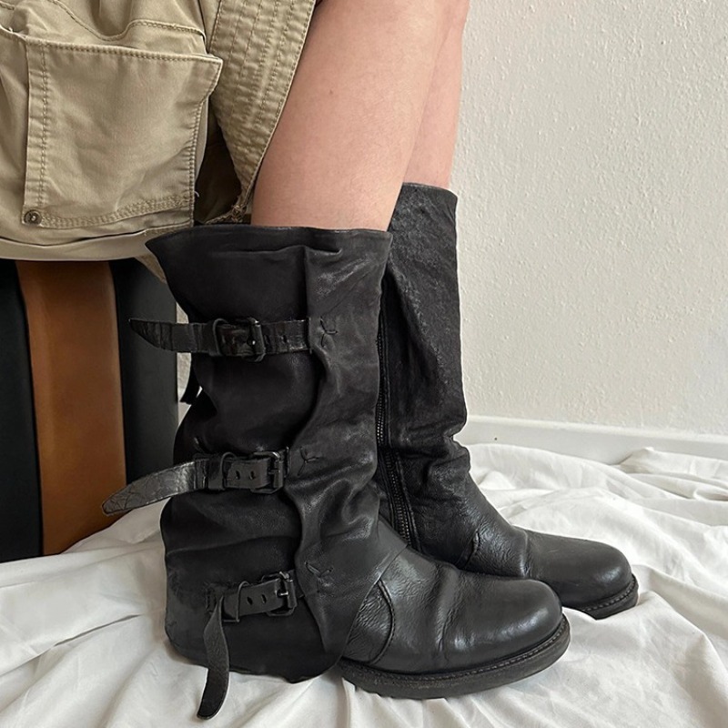 Women'S Fashion Knee High Boots - Klasik Kadın Ayakkabı Retro Lüks Hakiki