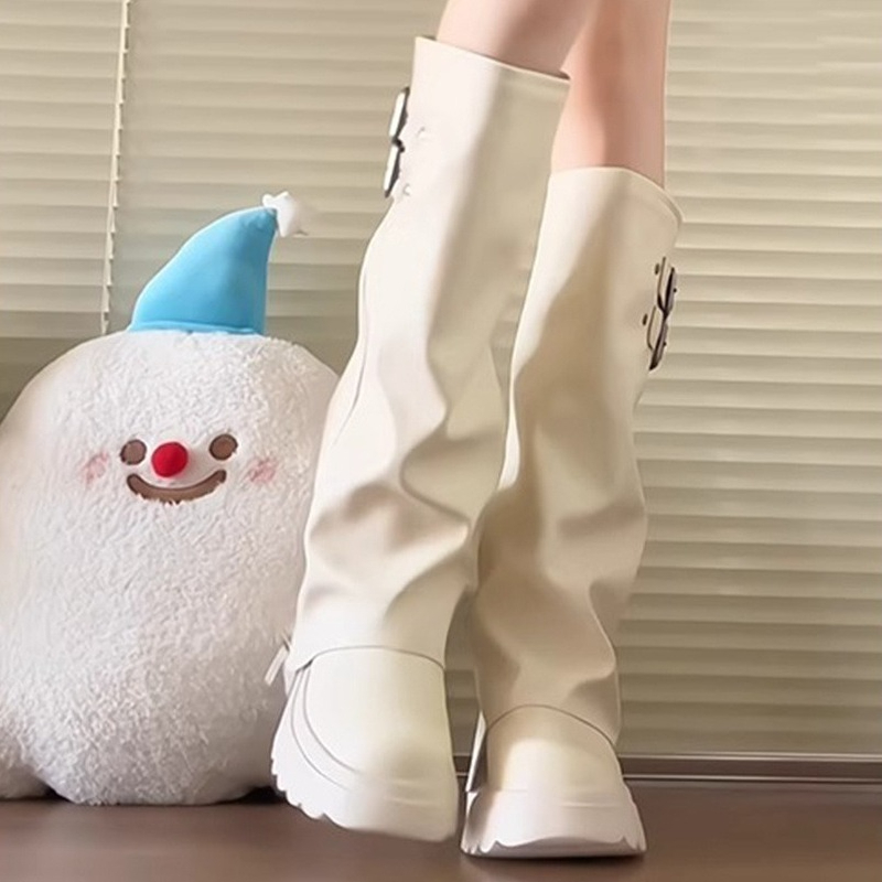 Punk Tarzı Ekleme Kalın Alt Ka - Women'S Fashion Knee High Boots incelemesi ve fiyatı